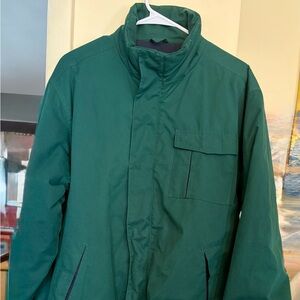 Chaps Ralph Lauren Forest Green Field Jacket Coat Full Zipper & Snap Mens Medium